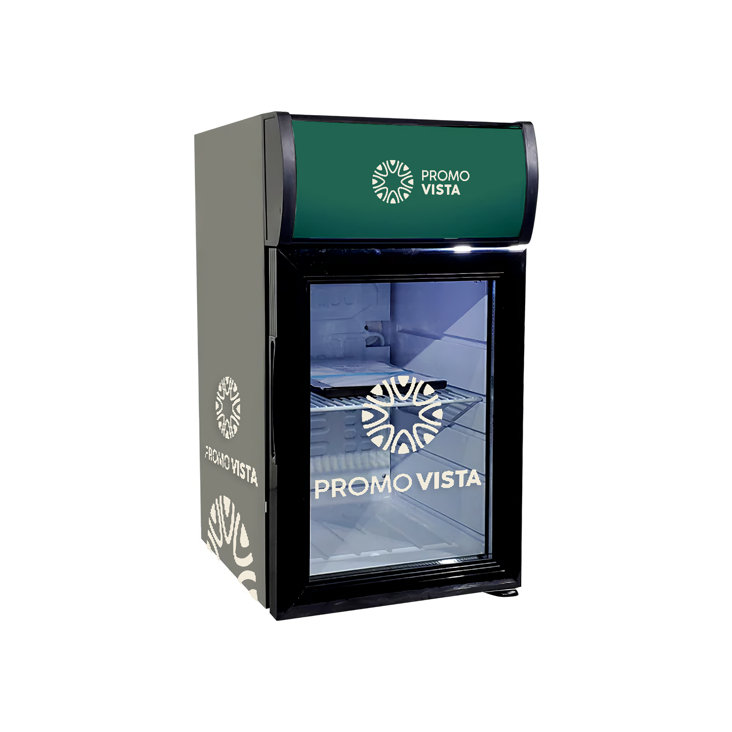 Merkkoeler voor op het aanrecht – Aanpasbare displaykoelkast (330x406x615 mm), inhoud 21 liter