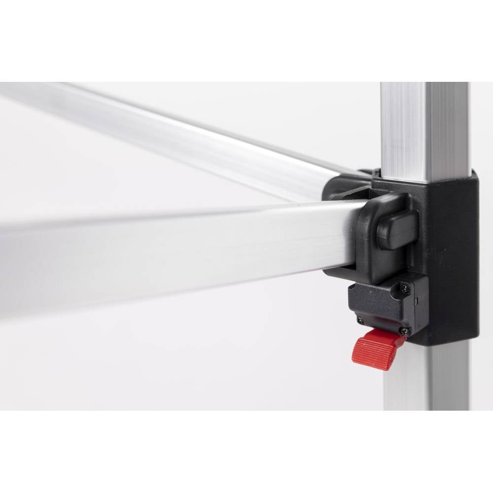Aluminium event tent frame corner and locking mechanism detail