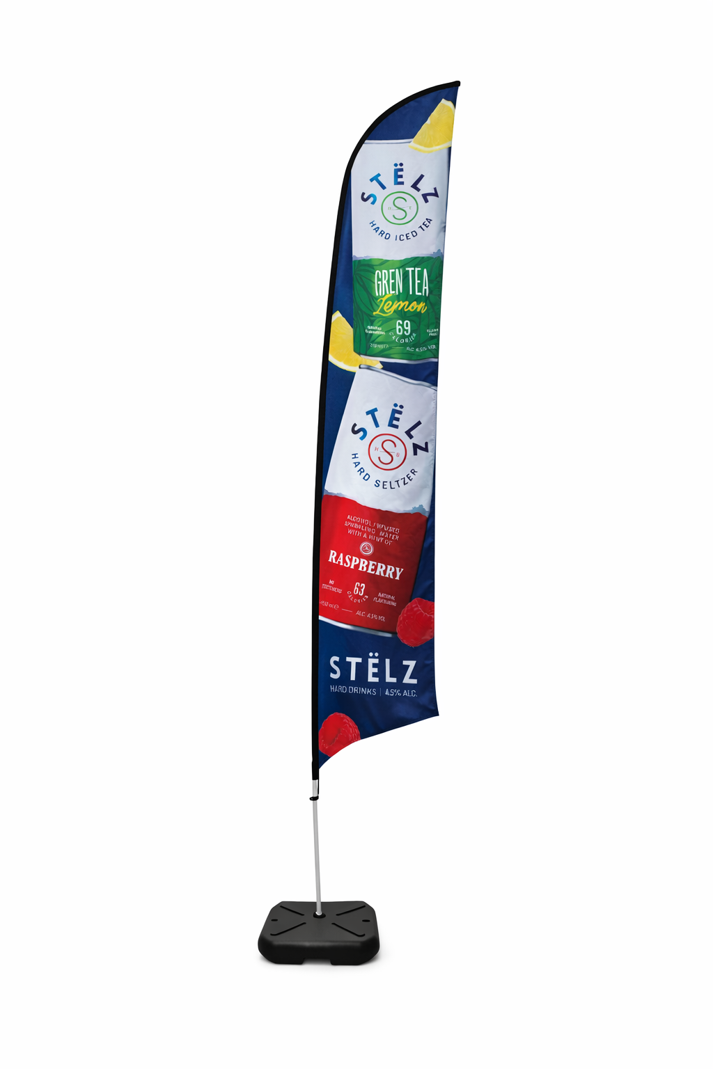 STËLZ 5.5M Aluminium Beach Flag (feather) + 25L waterbase