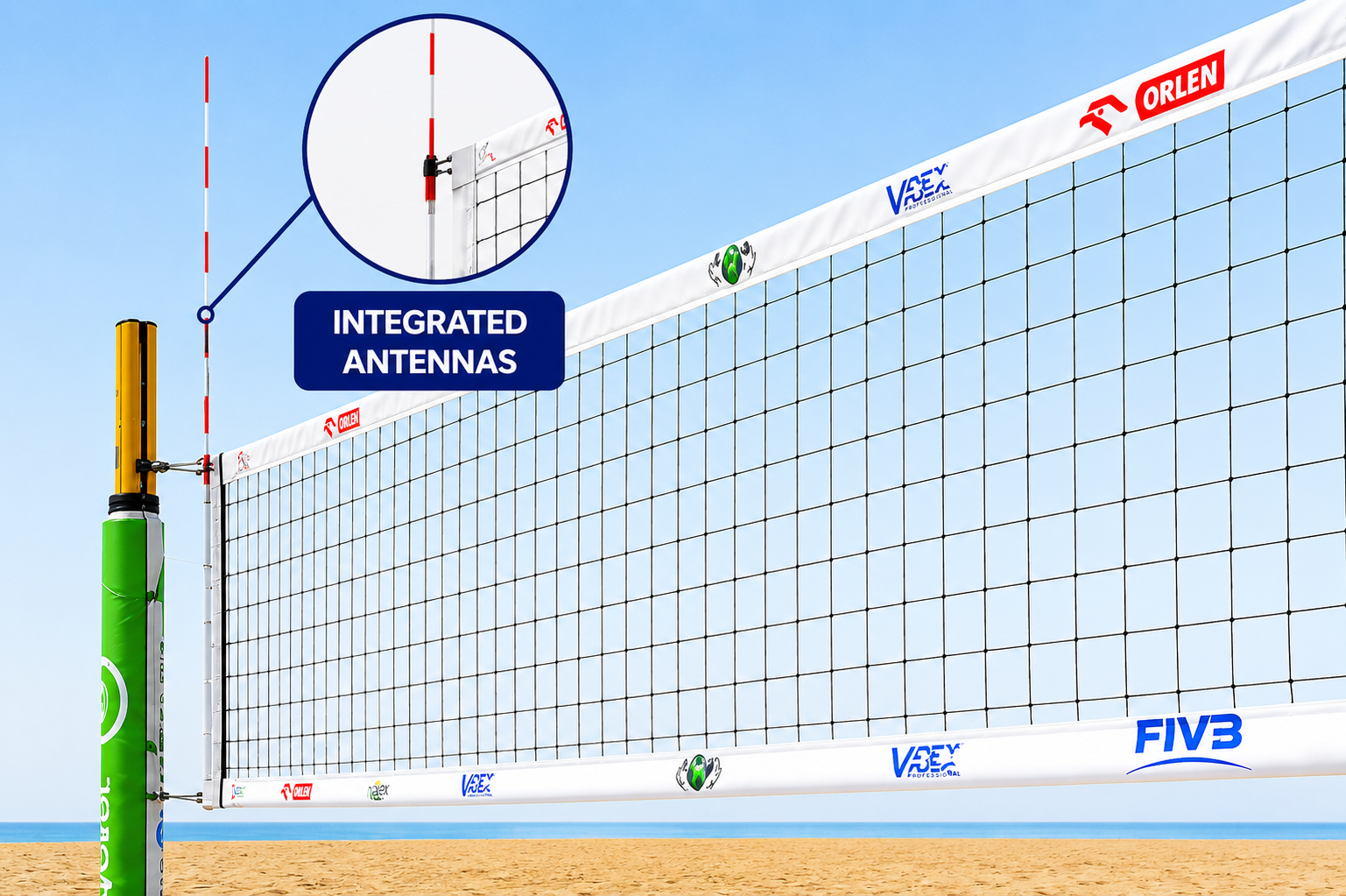 QUOTE: Global Gifts: Volleyball Net with Integrated Antennas Premium professional finish