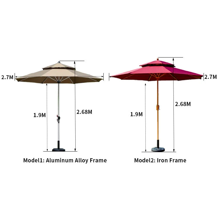Grote handbediende parasol voor buiten – waterdicht en op maat bedrukt