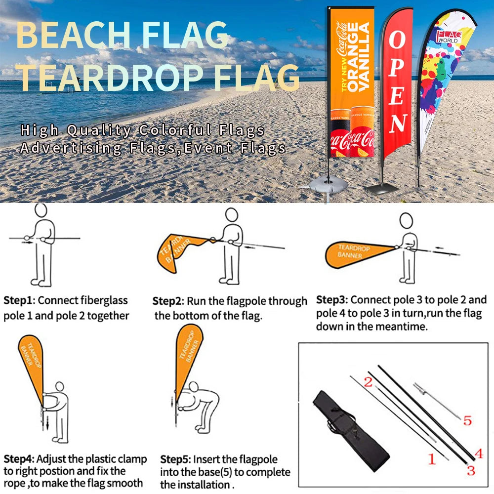 Gepersonaliseerde strandvlaggen - Veervlag - Enkelzijdig bedrukt