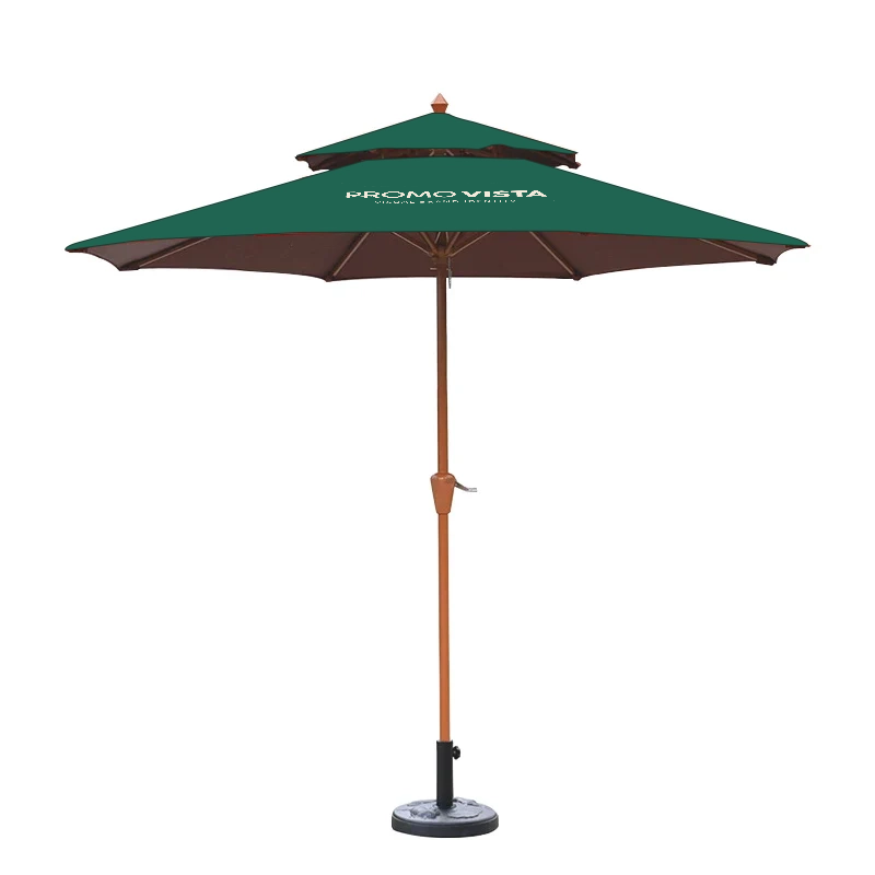 Grote handbediende parasol voor buiten – waterdicht en op maat bedrukt