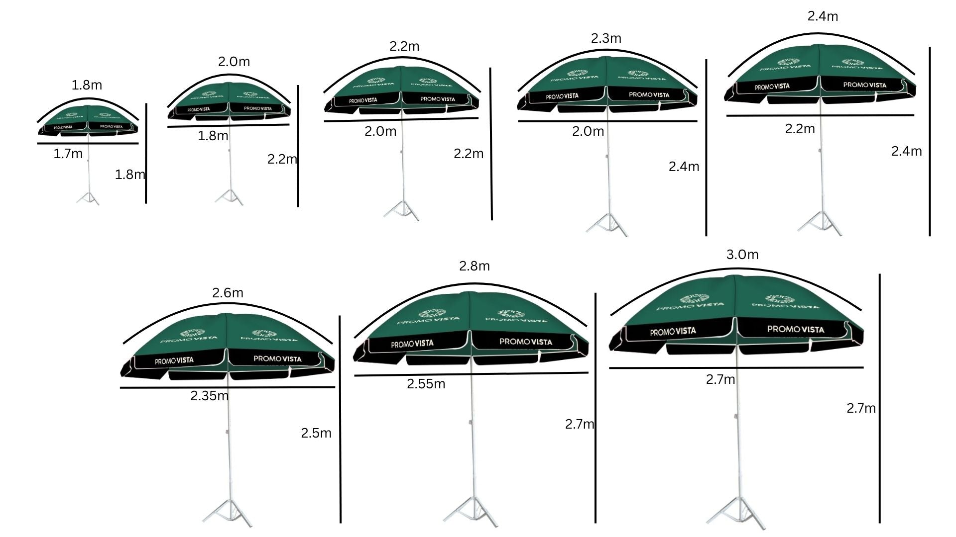 Draagbare opvouwbare parasol - op maat gemaakt en duurzaam