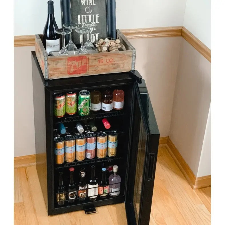Merkkoeler voor op het aanrecht – Aanpasbare displaykoelkast (480x475x859 mm), inhoud 98 liter