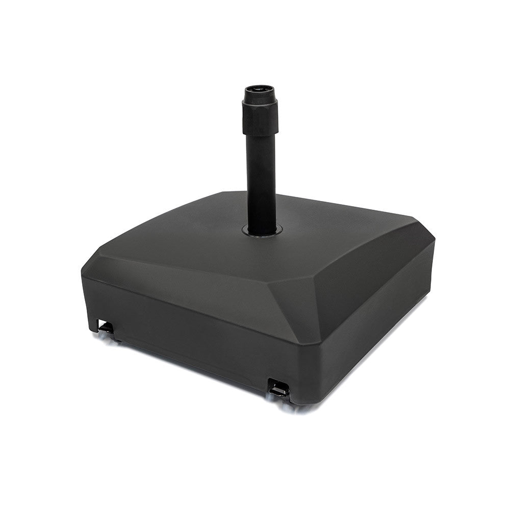 Parasol base water tank 45 L with wheels, black, with pole tube — fits umbrella poles Ø34–48 mm