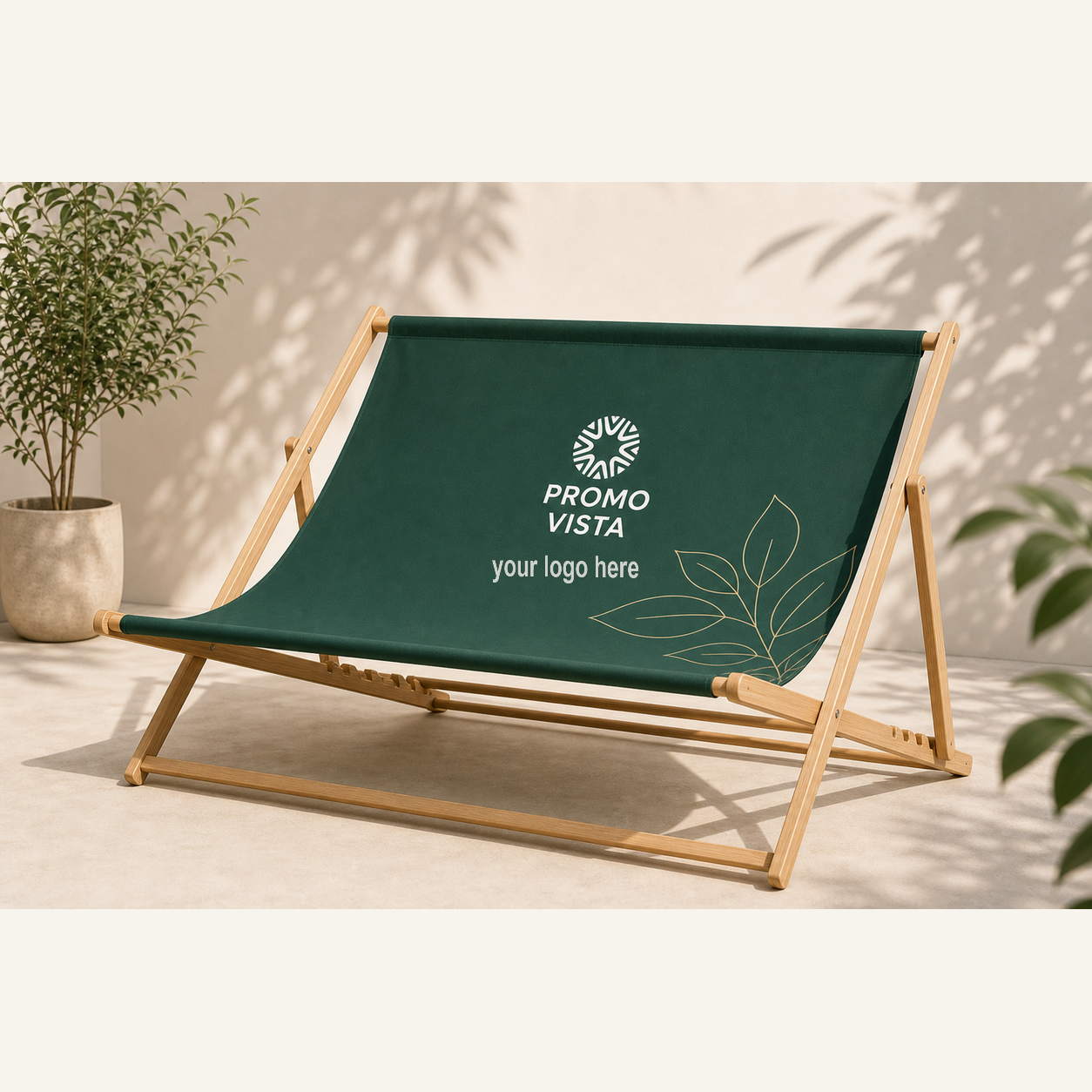 Custom printed double deck chair with Promo Vista custom logo mockup