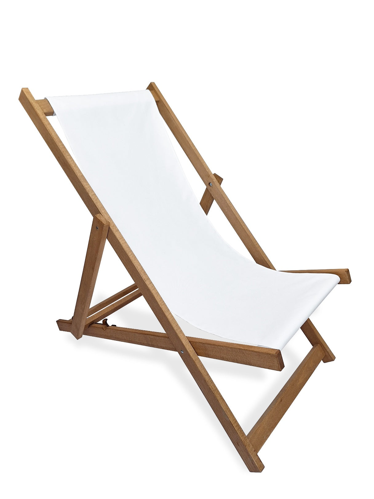 Heavy-duty wooden deck chair with printable fabric