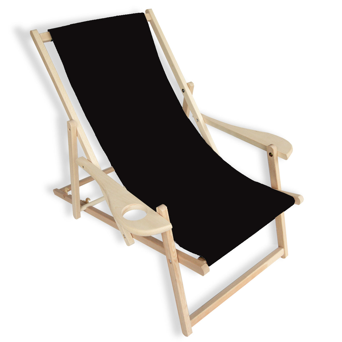 Premium wooden deck chair with printed fabric
