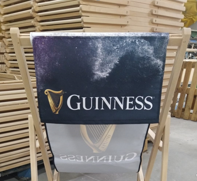 Custom printed wooden deck chair optional backside flag
