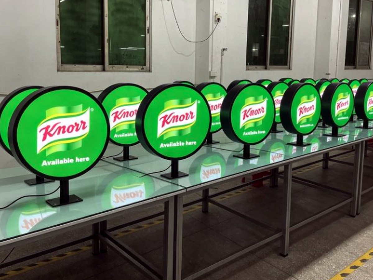 Ultra-thin LED sign with illuminated logo - additional view