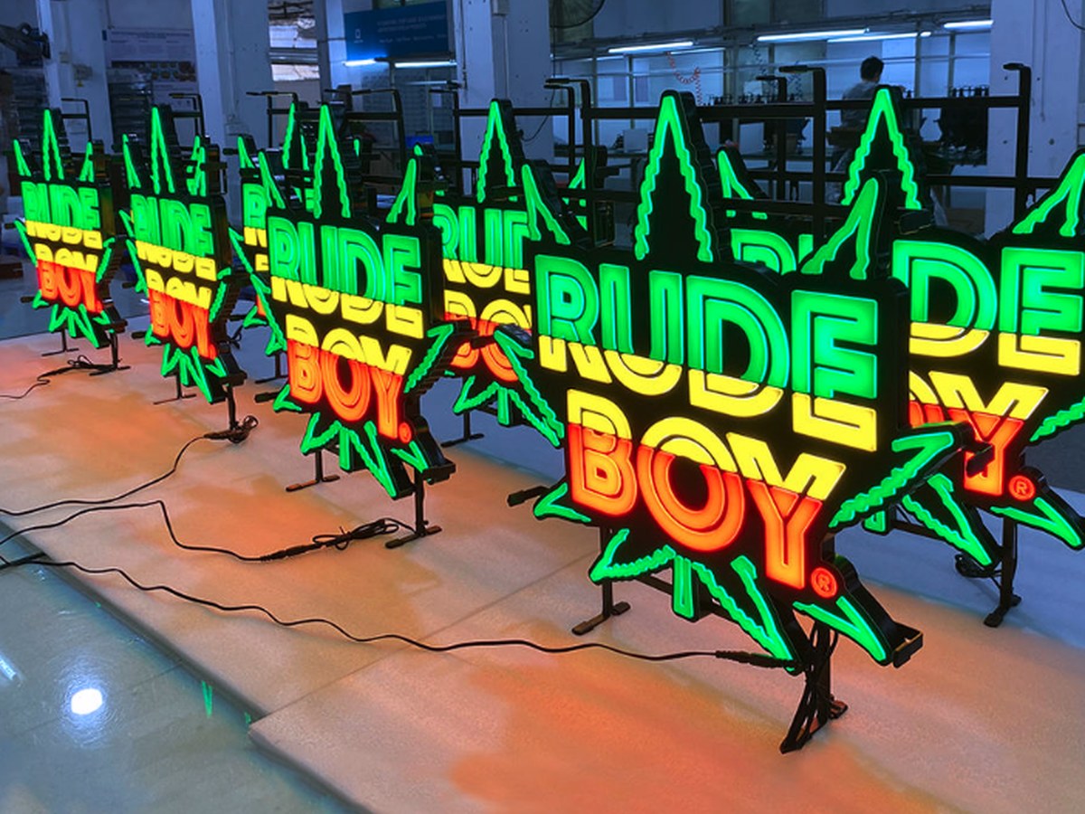 Custom infinity mirror LED sign with 3D depth effect - additional view