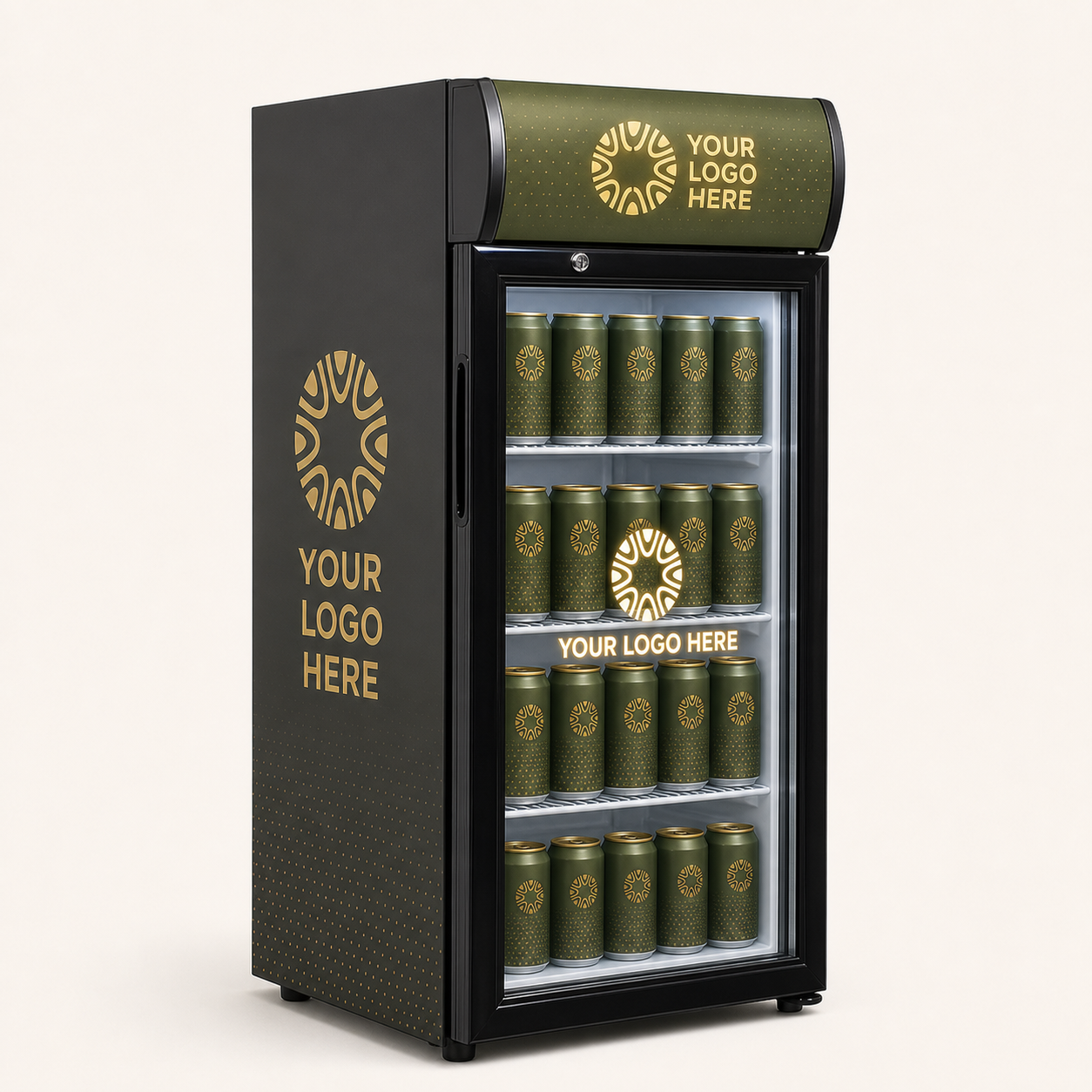 Branded Countertop Display Fridge 80L – custom branding example