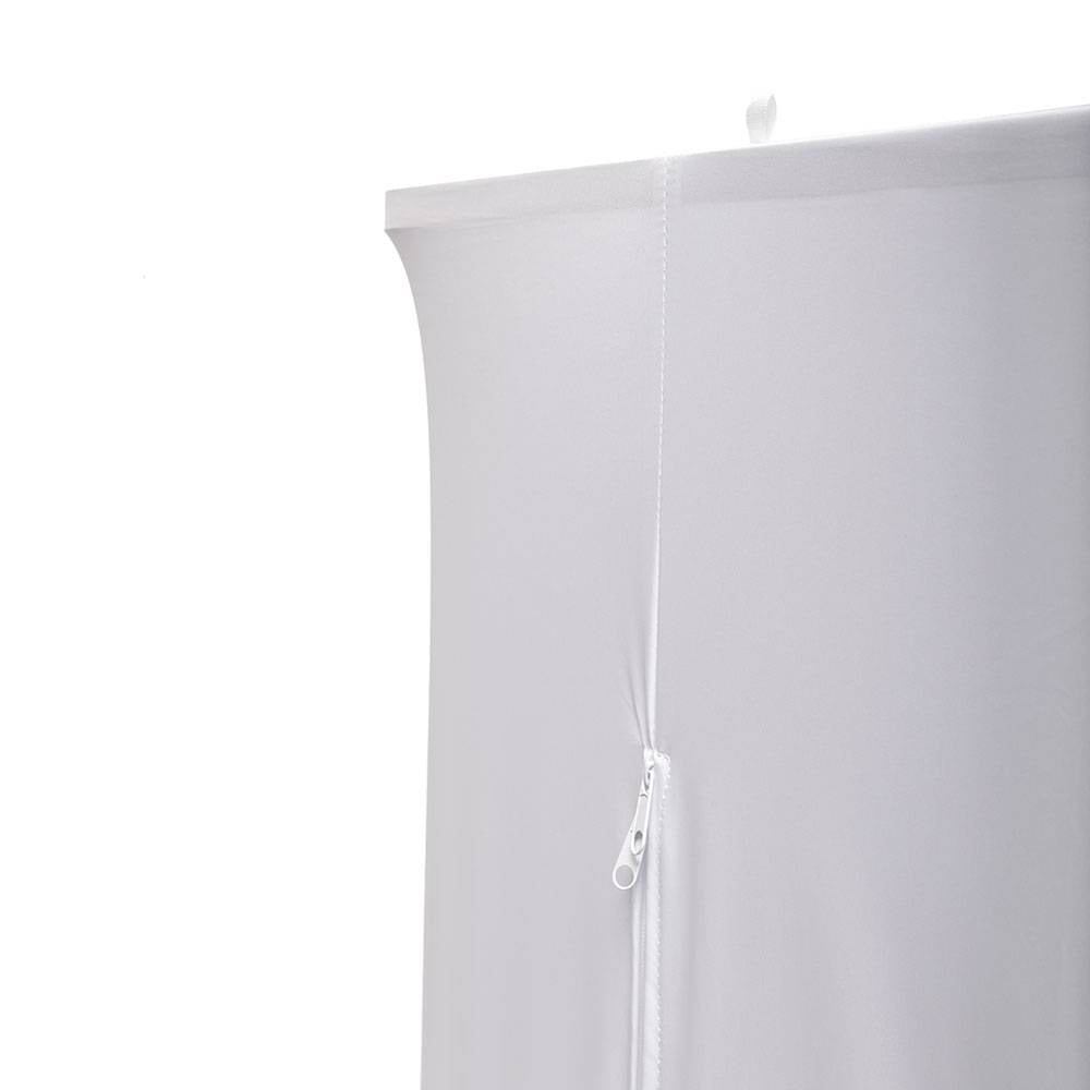 Close-up of the rear zip on the pop-up counter graphic