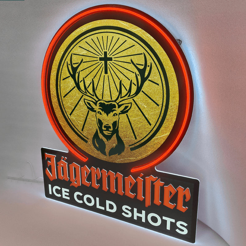 Custom ultra-thin LED sign with layered illuminated logo