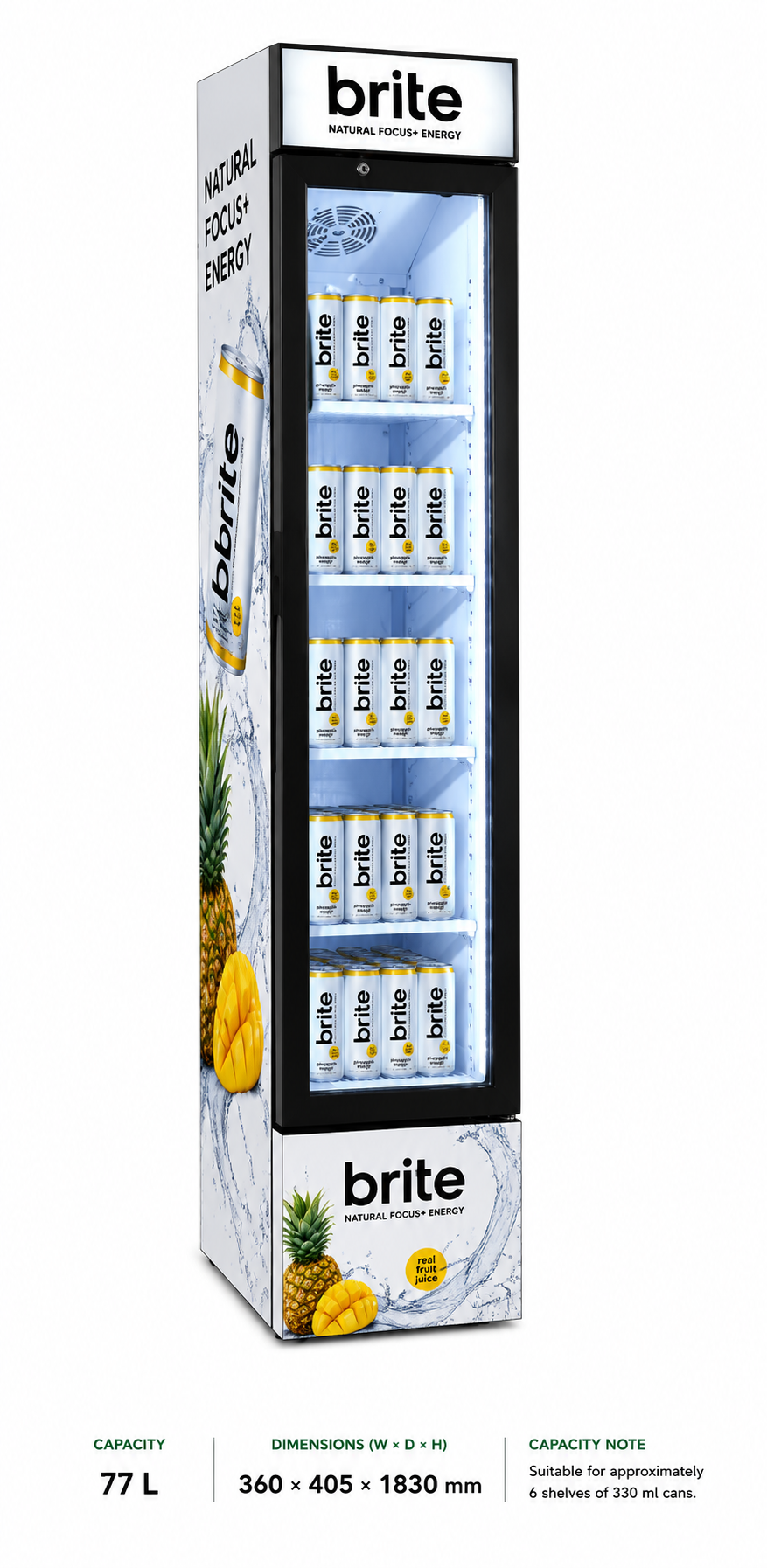 Quote: Brite Upright Display Cooler 105L (360 x 366 x 1880 mm)
