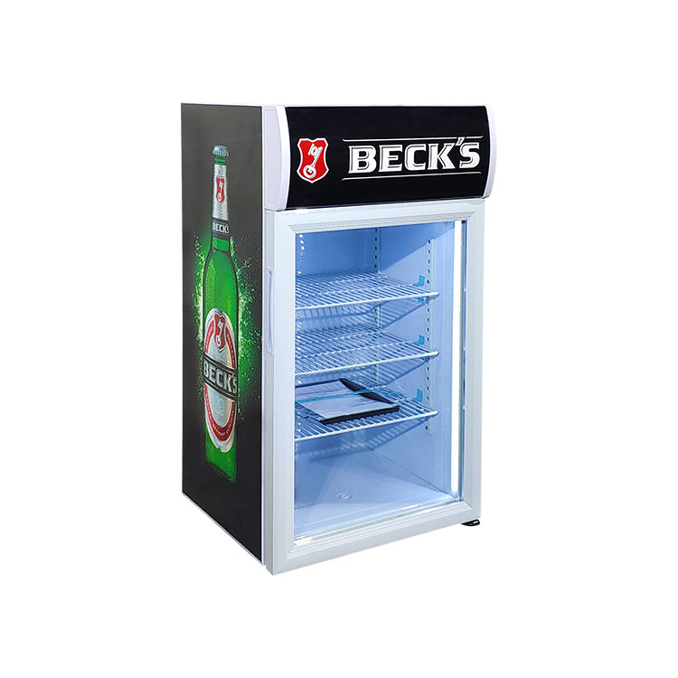 Branded Counter Top Cooler – Customizable Display Fridge (460x460x838 mm), Capacity 68L