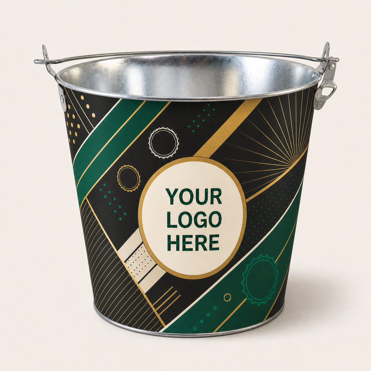 5L full colour ice bucket with bottle opener integrated into the handle lug mockup
