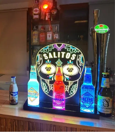 Custom Bottle Glorifier Back Bar Display with LED Lights