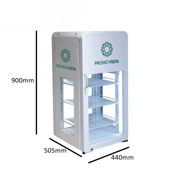 Custom Four-Sided Cooler – 360° Branded Display Fridge (440x505x900 mm), Capacity 68L