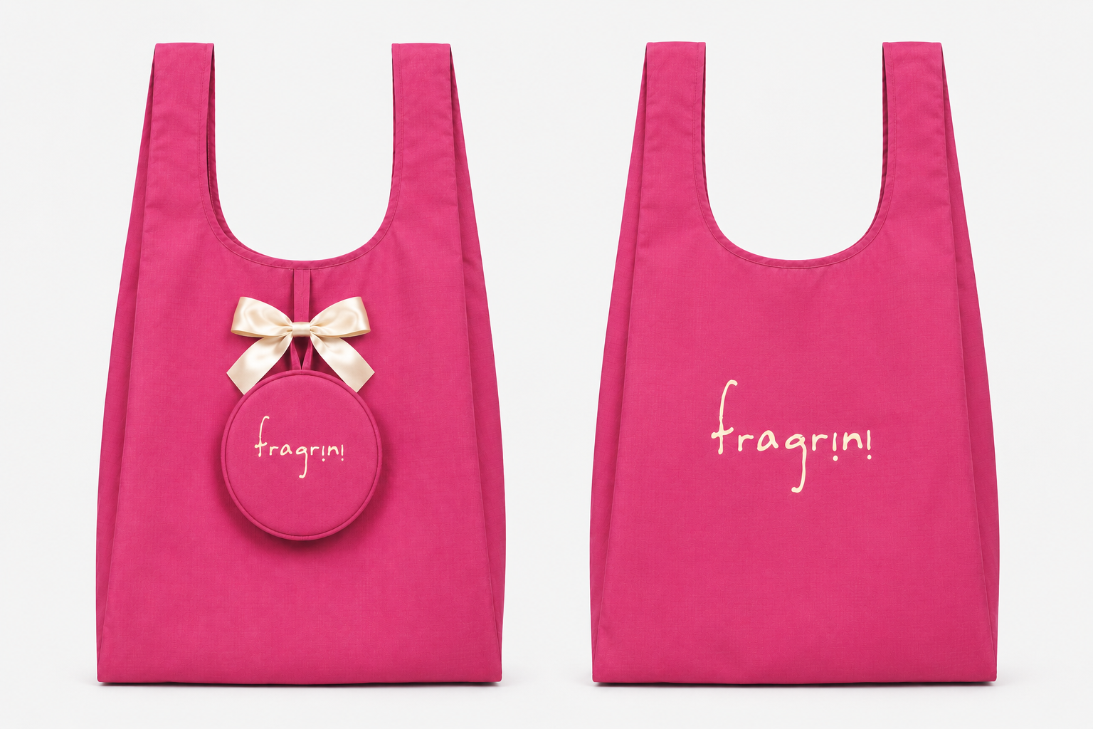 QUOTE: Fragrini Foldable Shopper Bag with Round Pouch Embroidered Logos with Bow