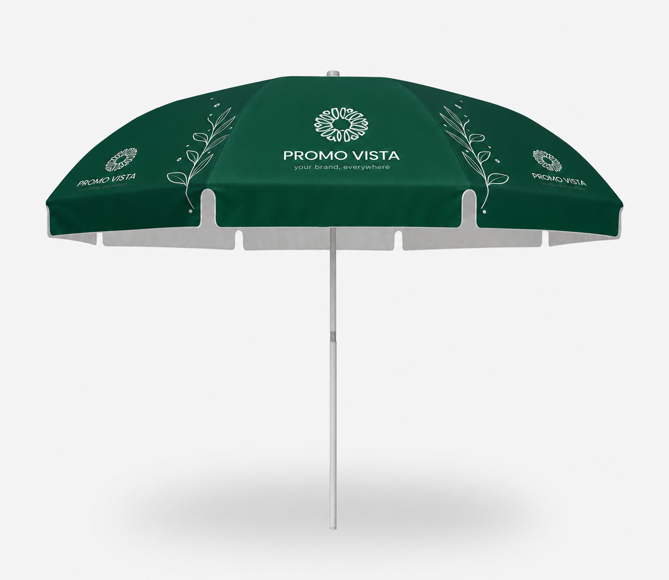 ChatGPT product-accurate custom printed beach parasol with short falbanka frills mockup