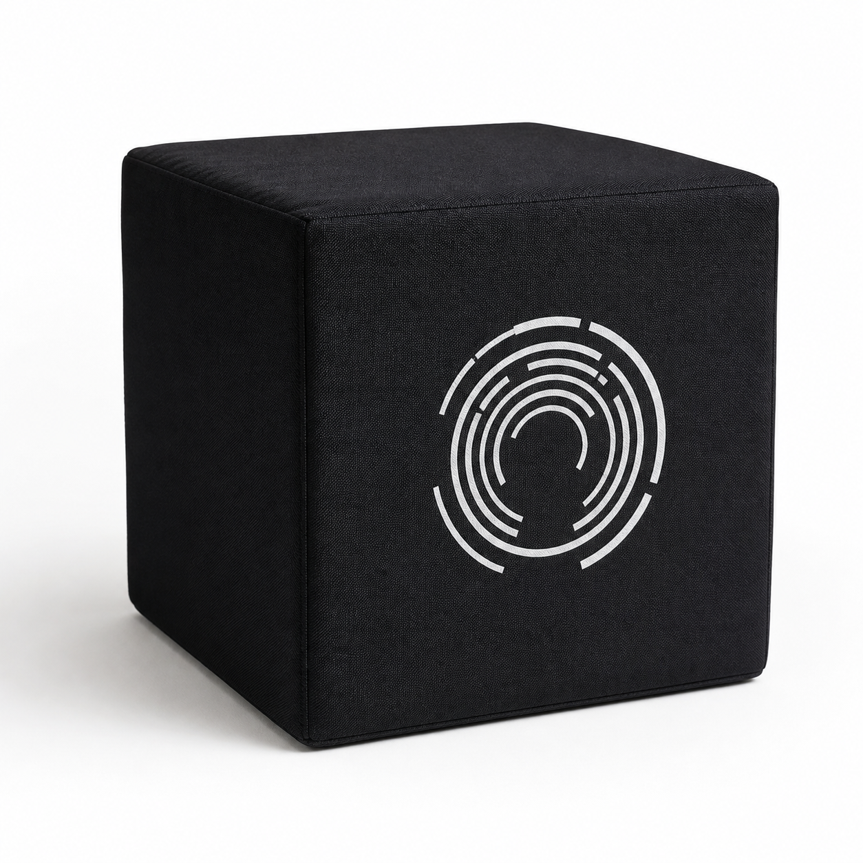 Custom printed cube seat 50 x 50 cm with clean logo mockup
