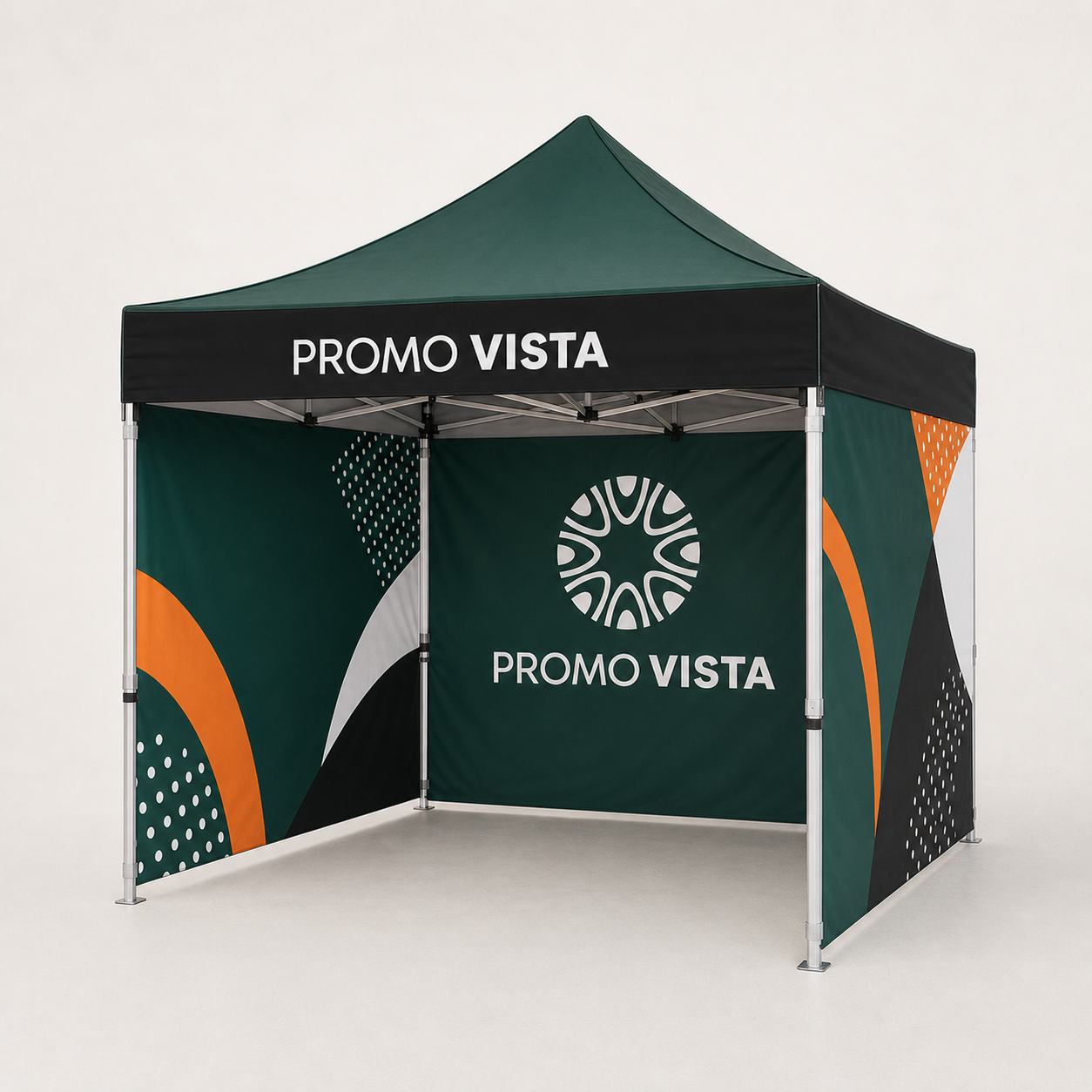 Promo Vista 3 x 3 m event tent with three printed walls and open front