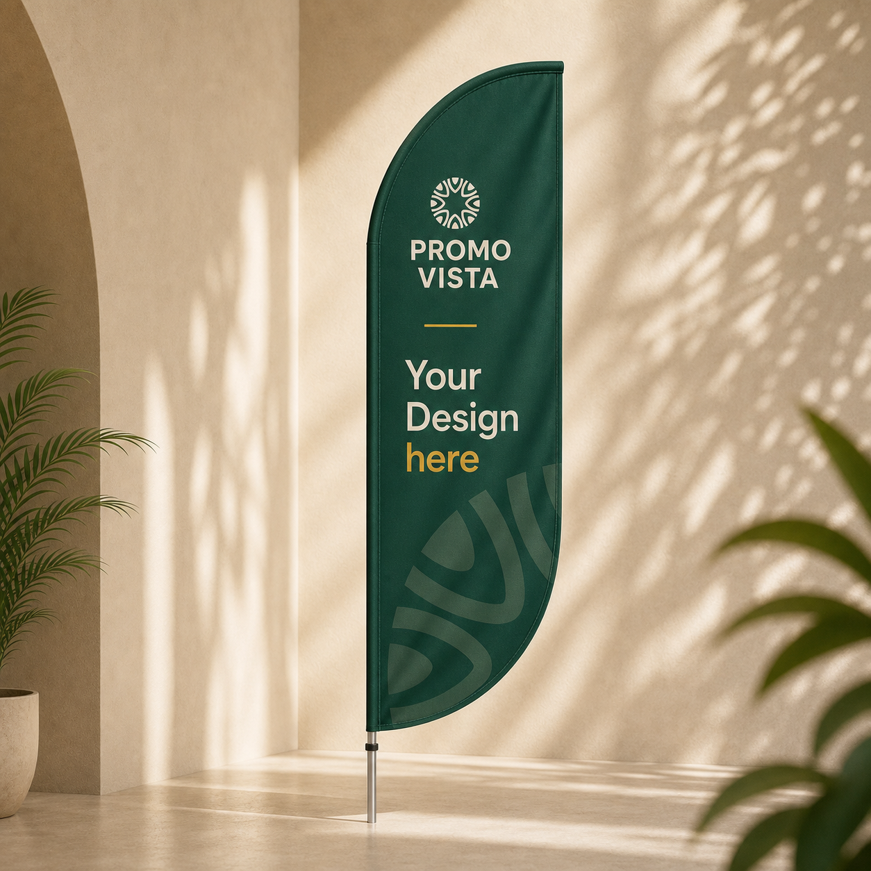 Custom Printed Double-Sided Premium Curved Beach Flag with Logo - Premium Curved beach flag