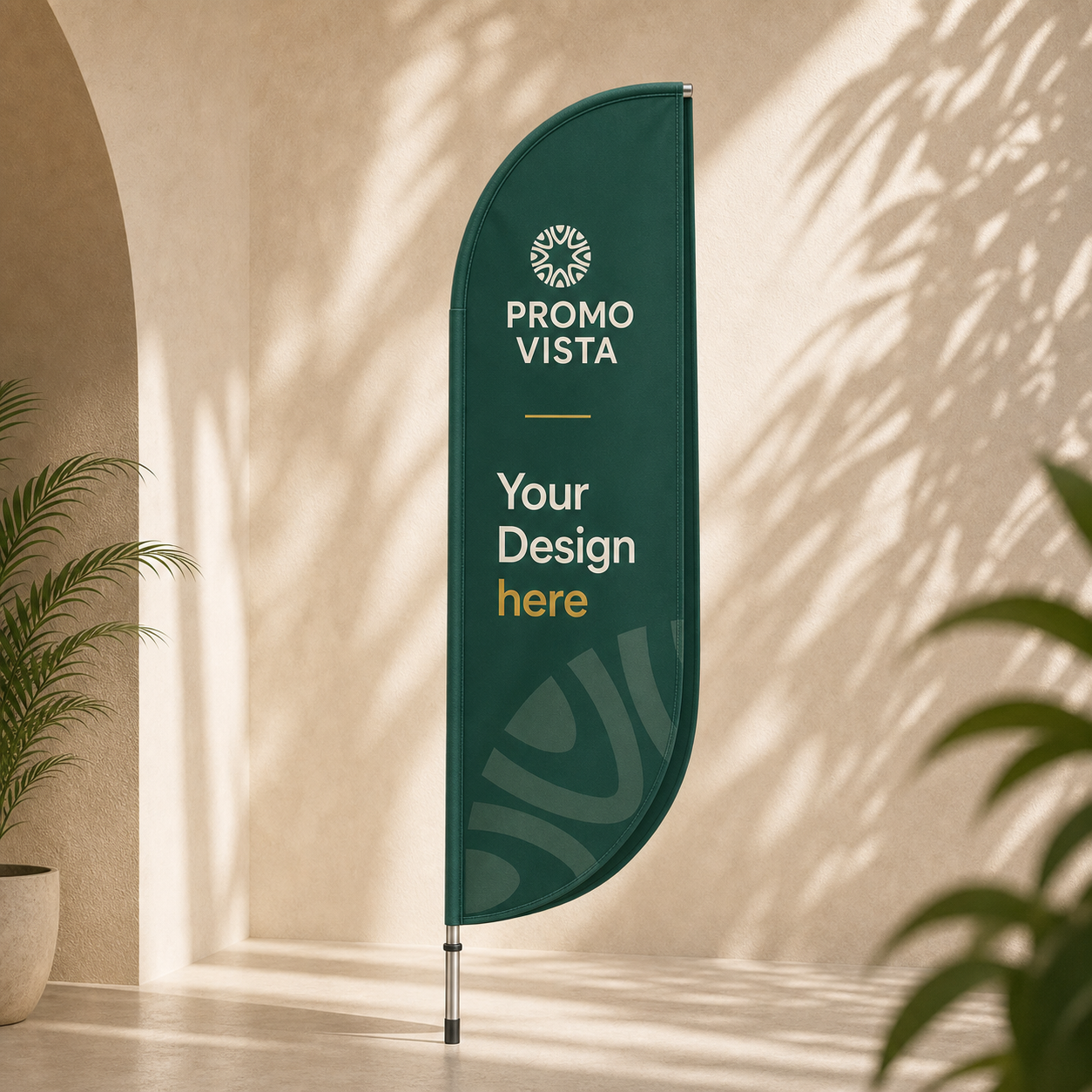 Custom Printed Crest Beach Flag with Logo | Single-Sided & Aluminium/Fibreglass Pole - Crest beach flag