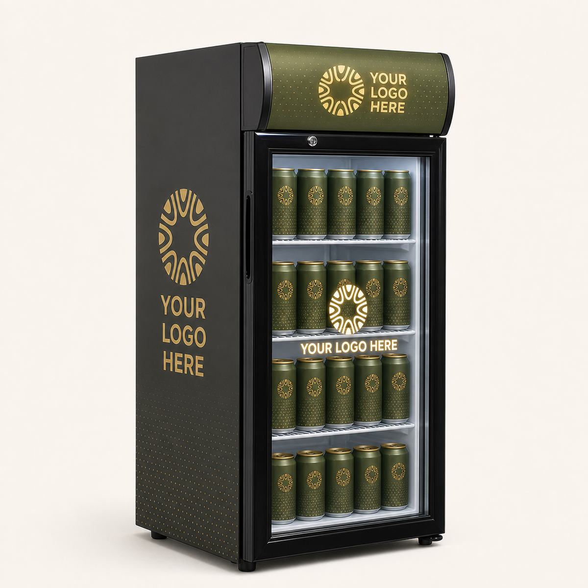 Branded Countertop Display Fridge 80L – custom branding example