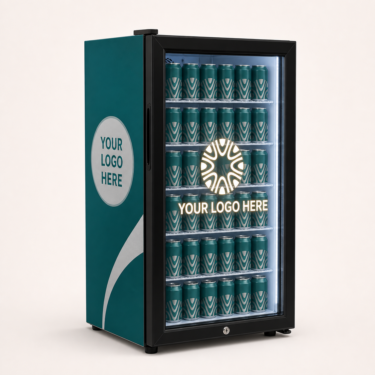Branded Countertop Display Fridge 98L – custom branding example