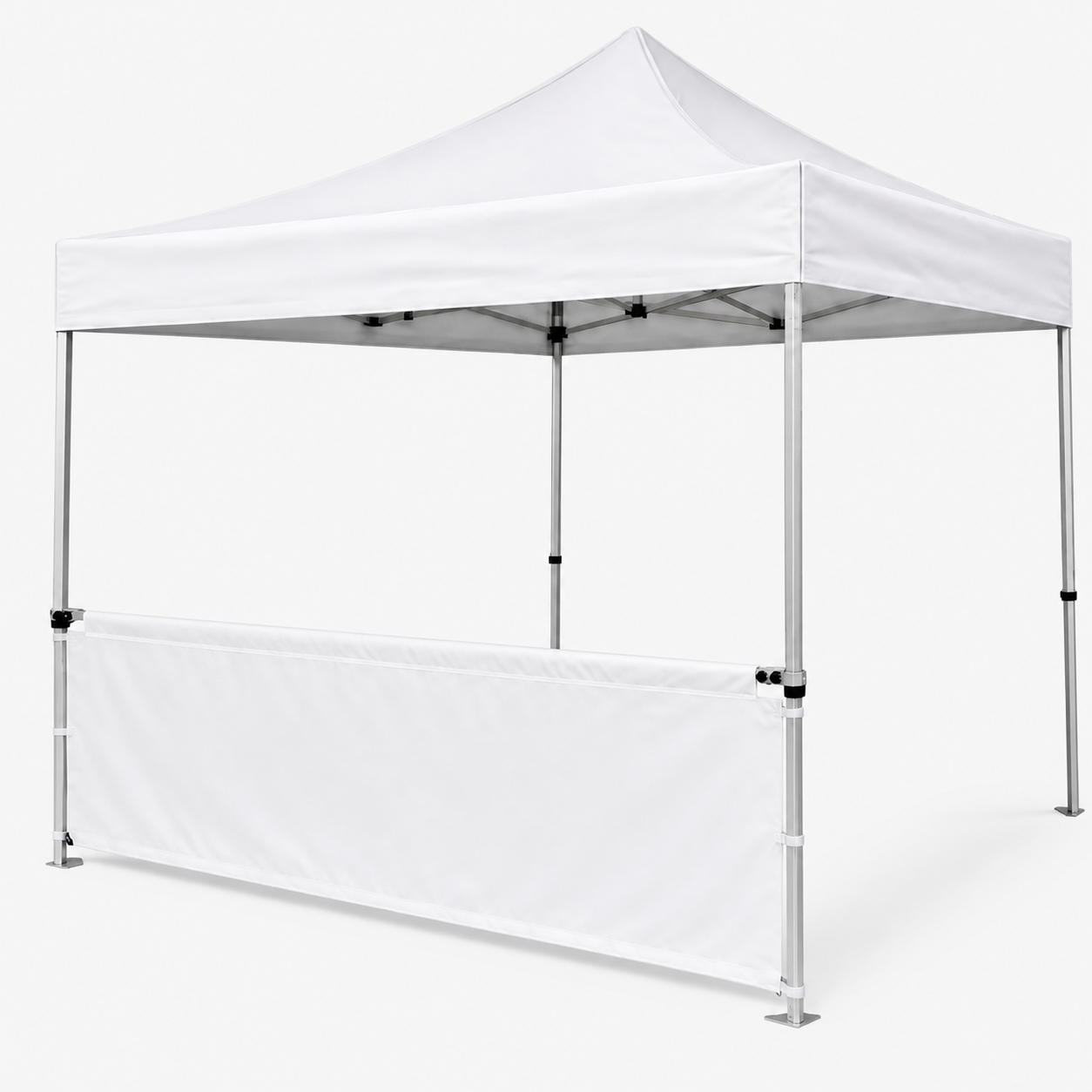 Half-height custom printed wall with support bar for a 3 x 3 m event tent