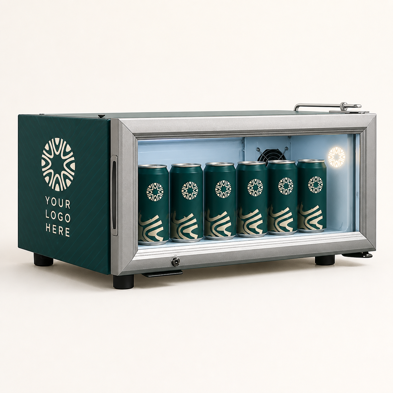 Slim Custom Back Bar Fridge 25L – custom branding example