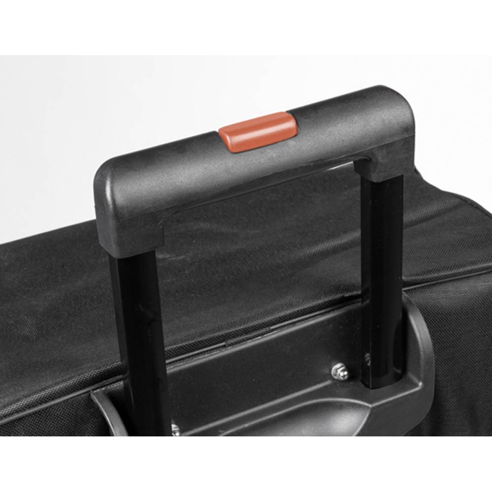 Extendable trolley handle on the folding counter transport bag