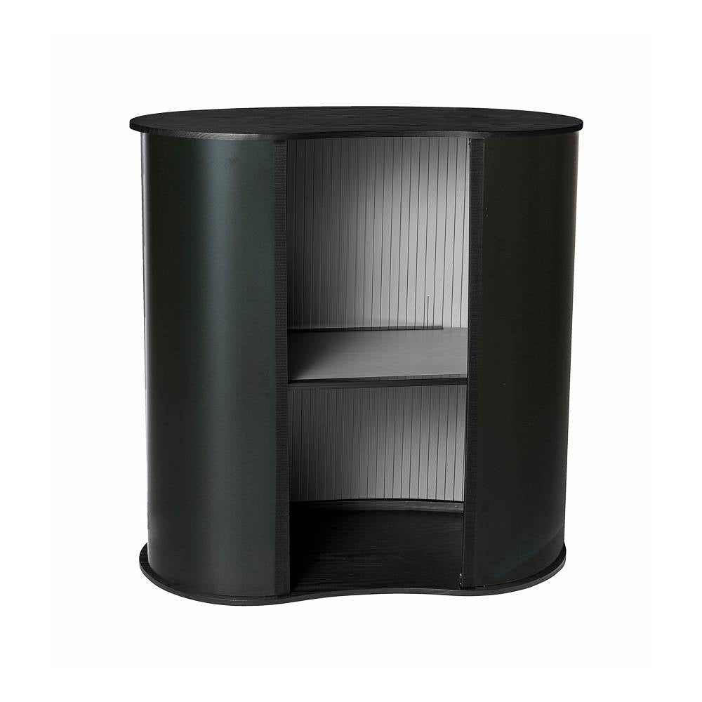 Rear storage shelf of the large curved promotional counter