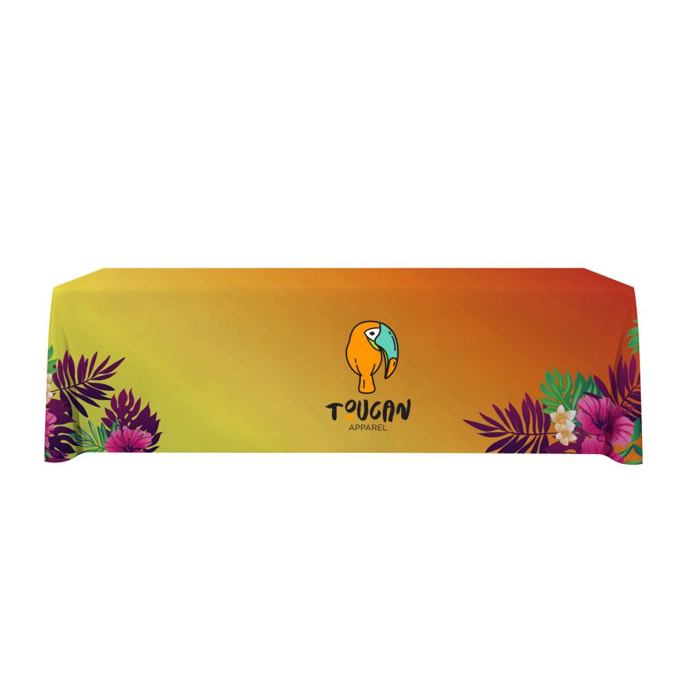 Custom Printed Open-Back Tablecloth – full colour example