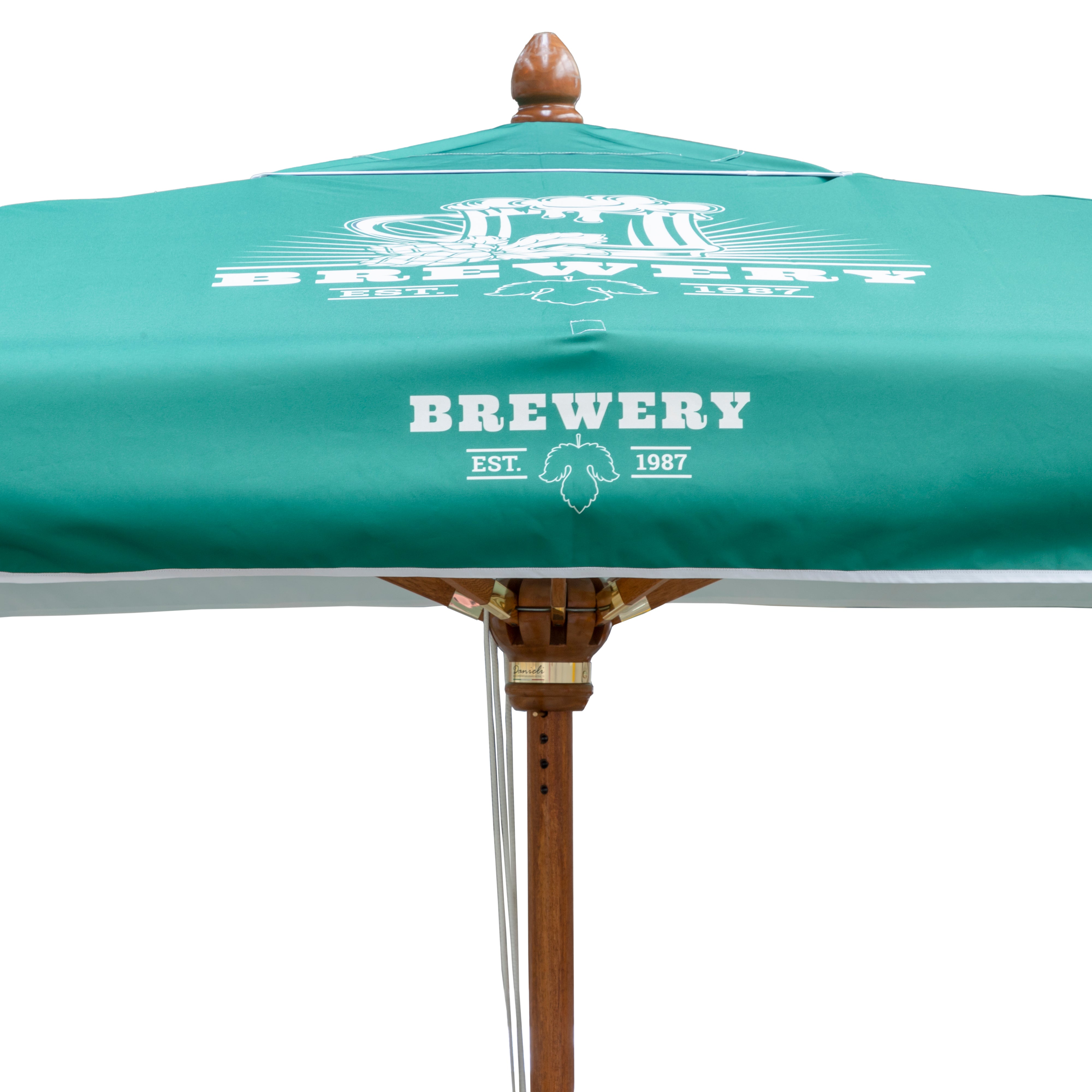 Full-colour print detail on the water-resistant terrace parasol canopy