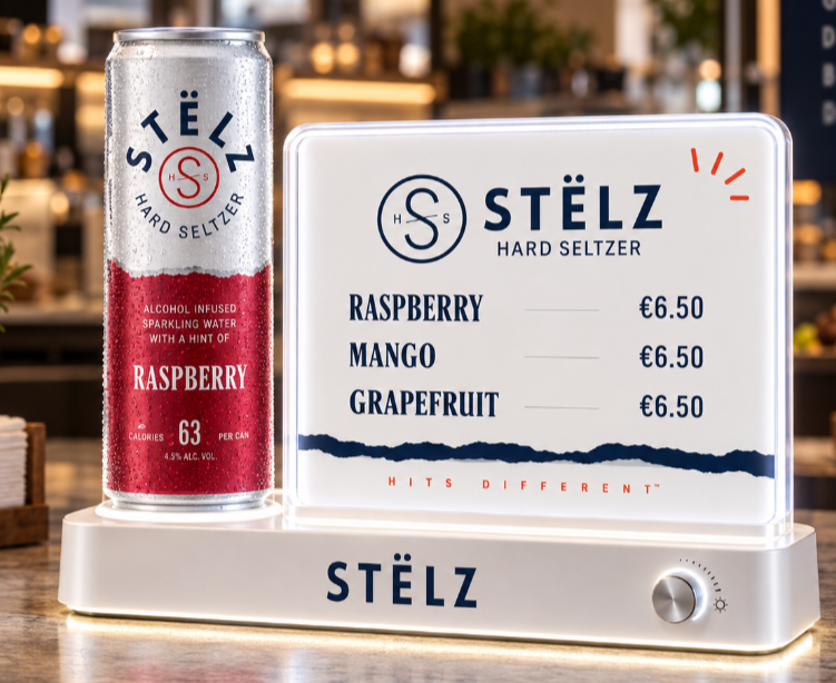 Stelz Can LED Glorifier with Menu Panel and Led Light