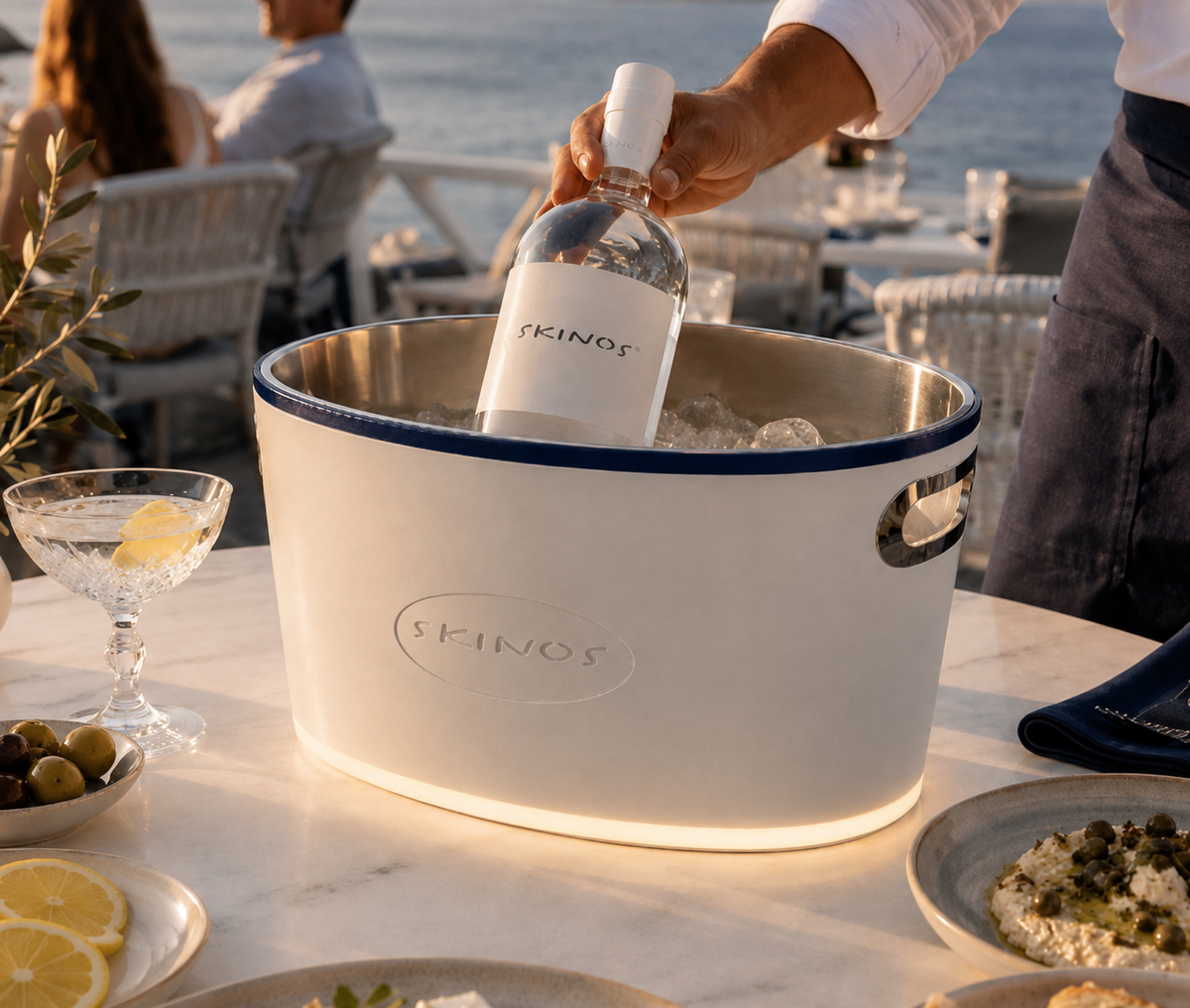 Skinos Double Wall Premium Illuminated Metal Ice Bucket