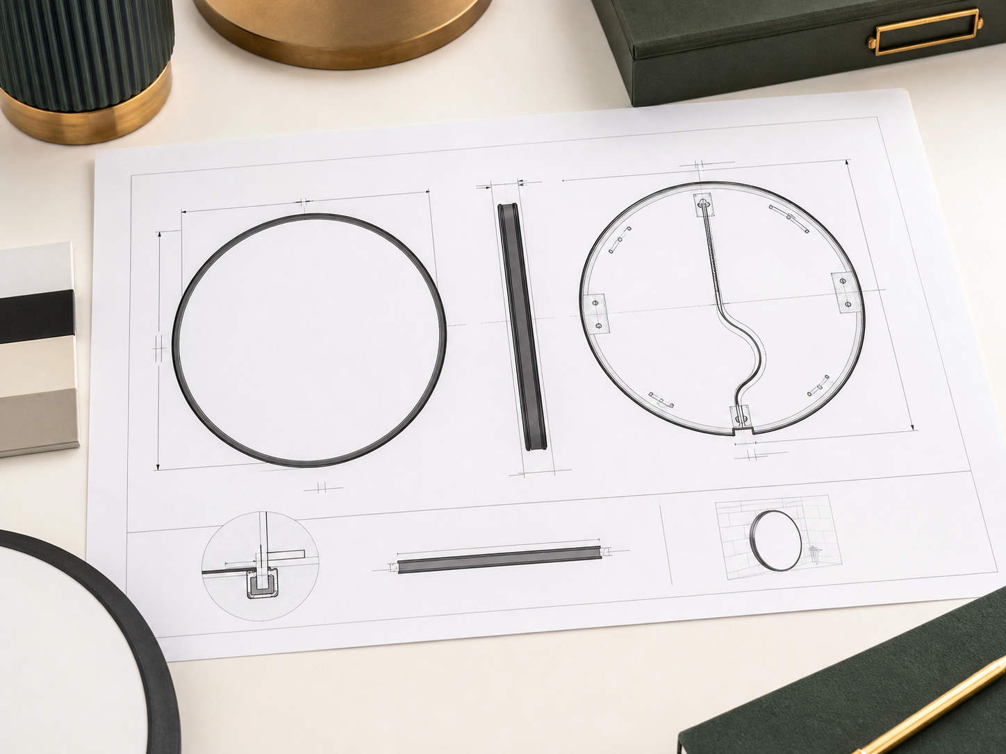 Unbranded technical drawing for an ultra-thin LED lightbox